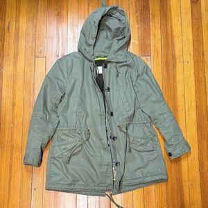 GAP 3-in-1 Military Olive Hooded Jacket Removable Fur Vest | Women’s Size Large